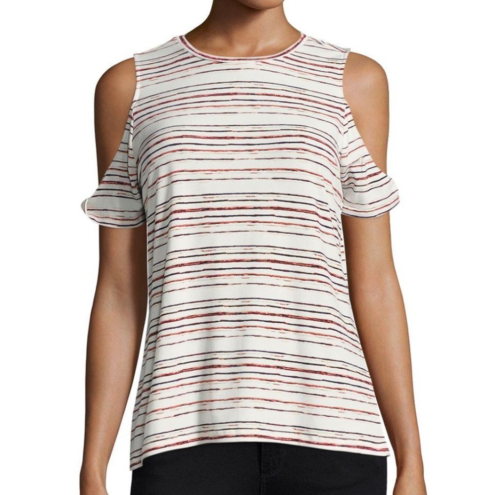 ❤️‍🔥 NWT Ivanka Trump Ivory Stripe Cold Shoulder Blouse